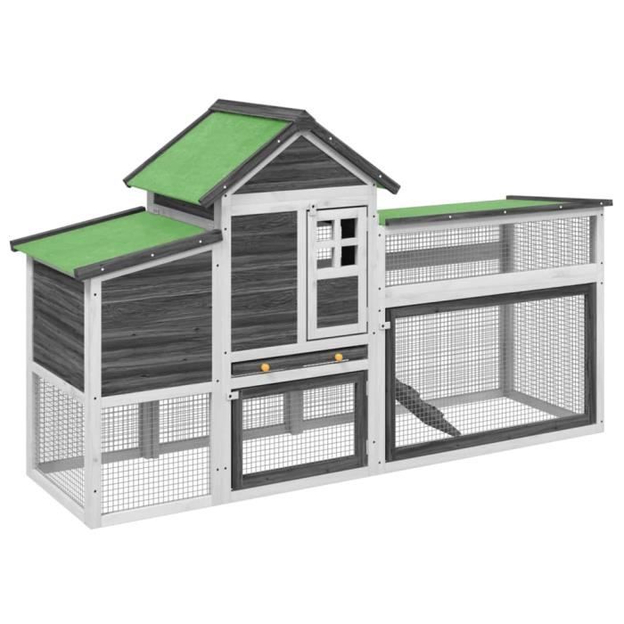 VidaXL Chicken Coop Grey 186.5x58.5x113 Cm Solid Pine Wood 172229
