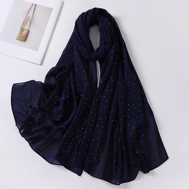 Imitation Pearls Rhinestones Scarves Shawls Women Long Scarf Neckerchief Tudung Bawal Veil Turban Bandana Muslim Hijab Headscarf