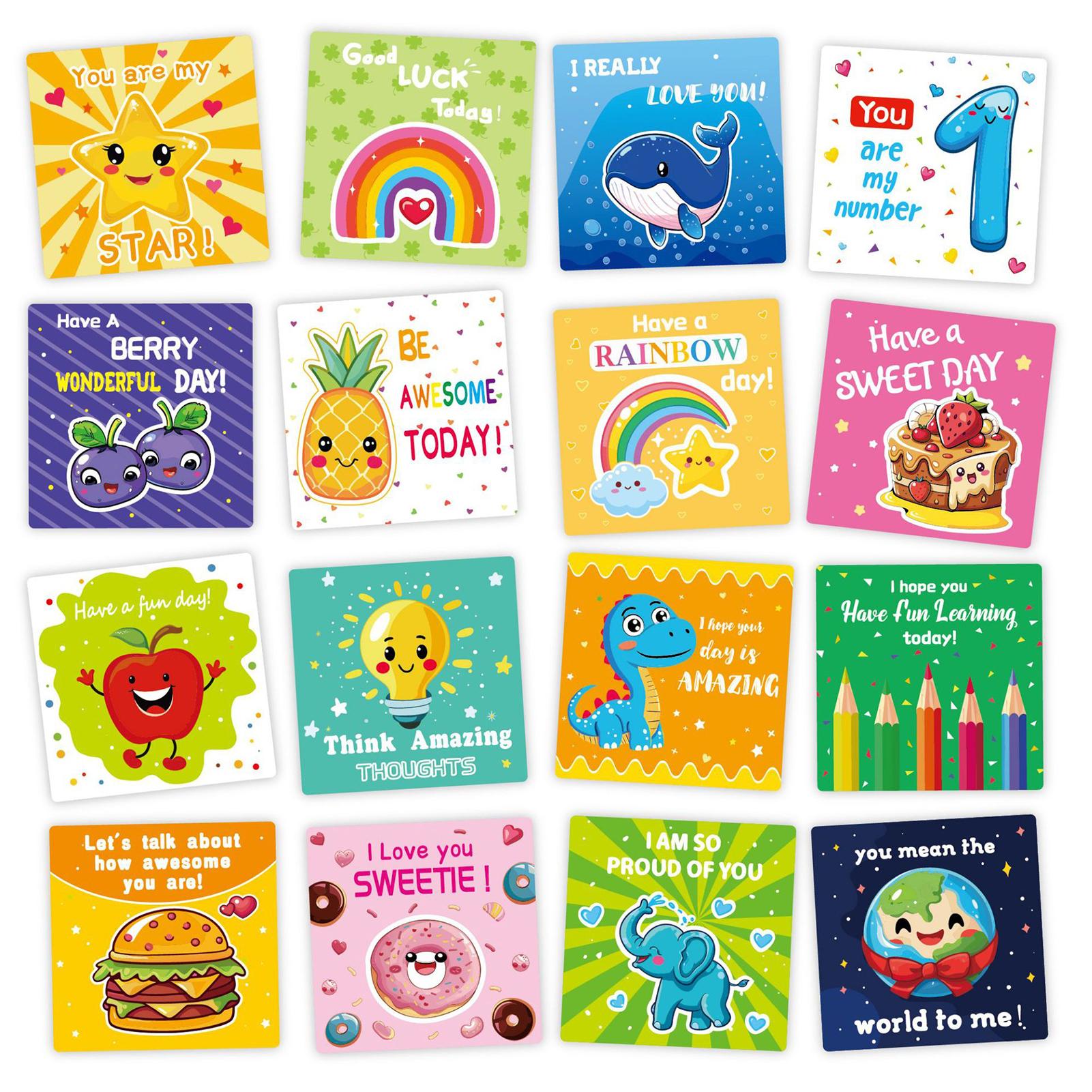 

Fun Educational English Encouragement Cards With Cartoon Designs For Kids Learning Daily Motivation 60 Pieces