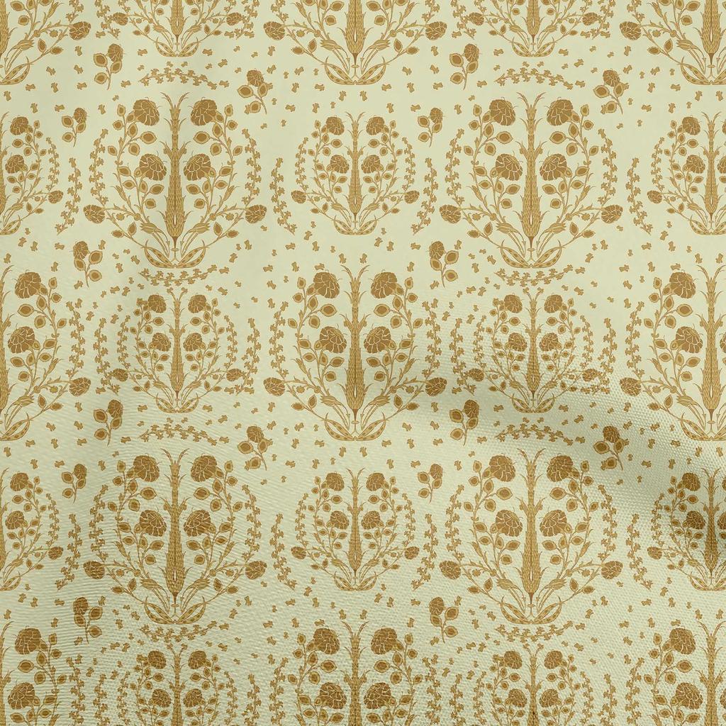 oneOone Cotton Flex Dark Olive Green Fabric Asian Suzani Floral Sewing Material Print Fabric By The Yard 40 Inch