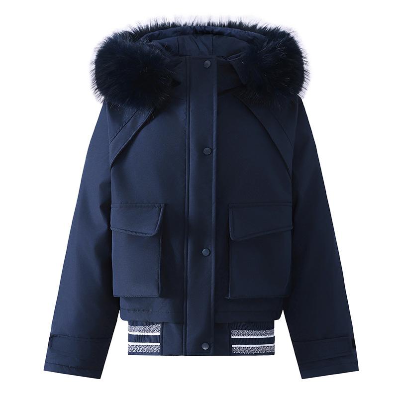 Padded clothes women's winter new 2025 Korean version hooded big fur collar thickened short women's pie overcome padded jacket