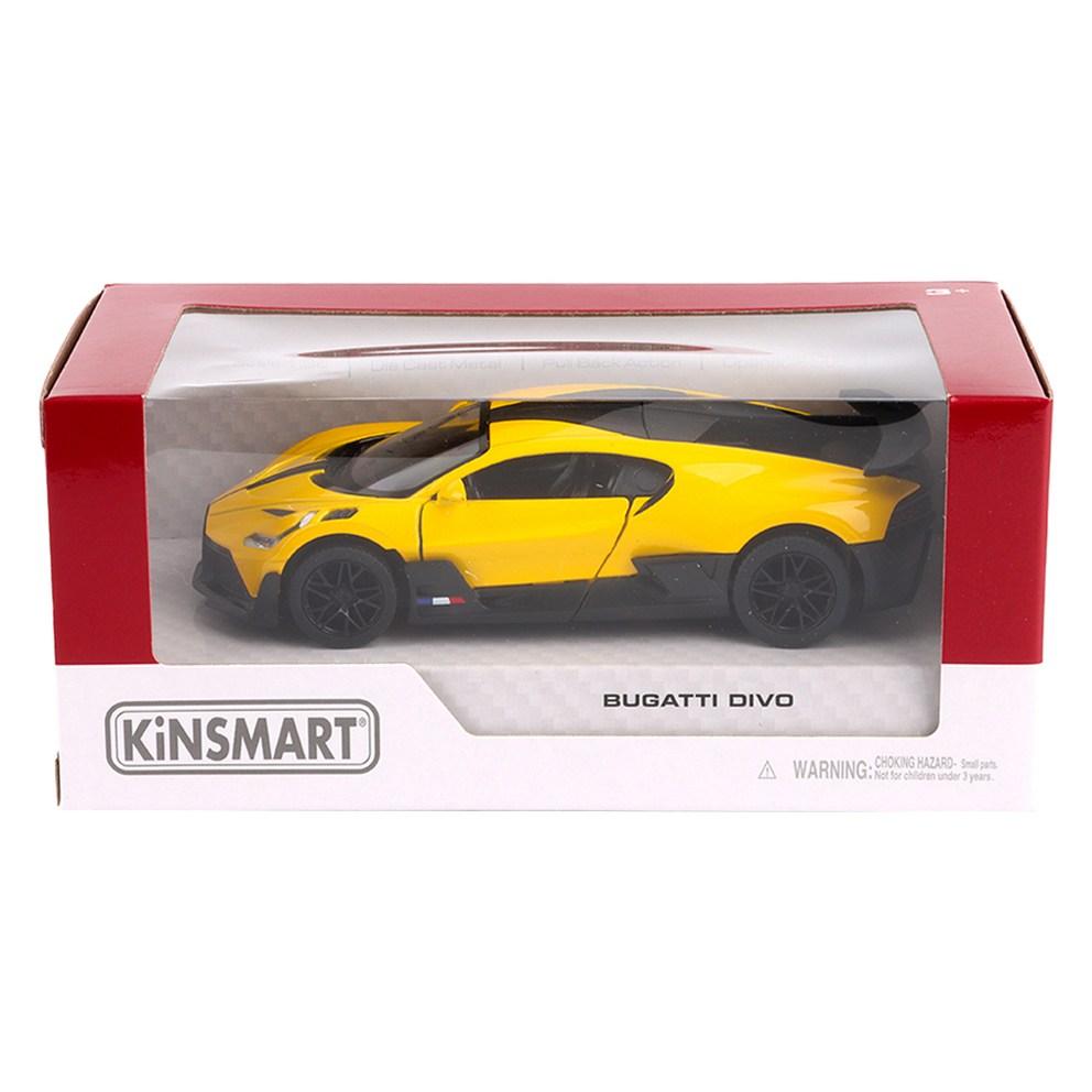 Kinsmart Bugatti Divo Diecast Model Car KT5442, Vibrant Yellow, 1pc