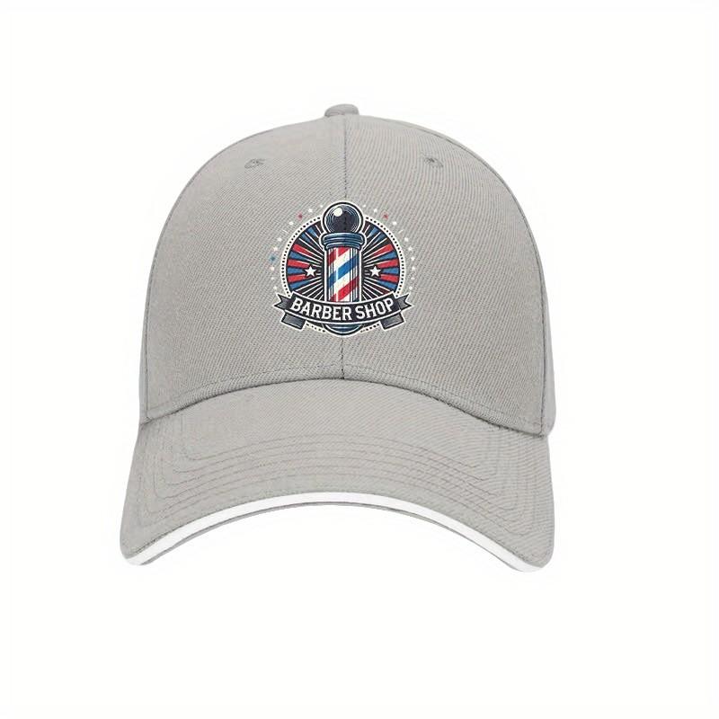 

Barber Shop Pole Retro Graphic Baseball Cap Polyester Blend Adjustable Casual Hat for Men Women Adjustable сірий