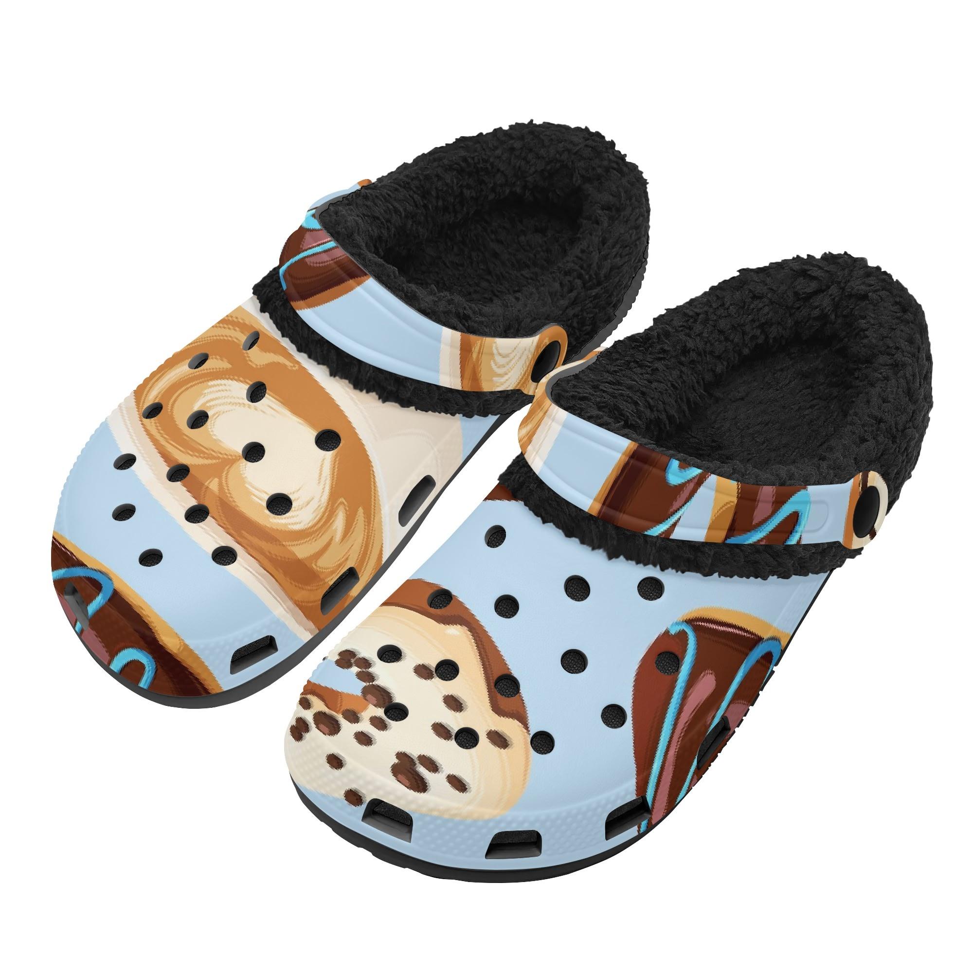 

1 Pair Unisex Black Fleece Lined Clogs Cozy Slip On Footwear Featuring Shock Absorbing EVA Sole 48 чорний