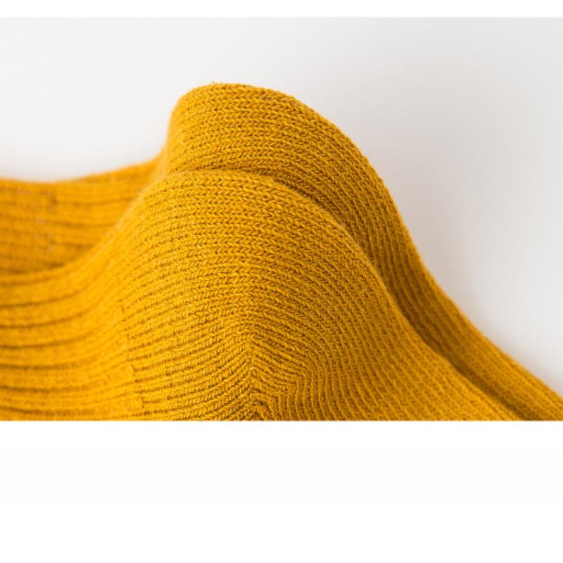 5 Pairs Women's Socks Spring Summer Pure Cotton Short Socks Solid Color Double Needle Style Fine Combing Cotton Middle Tube Socks