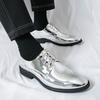 Men's Leather Shoes Large Size New Men's Pointed Leather Shoes Fashion Glossy Business Dress Shoes Performance Shoes