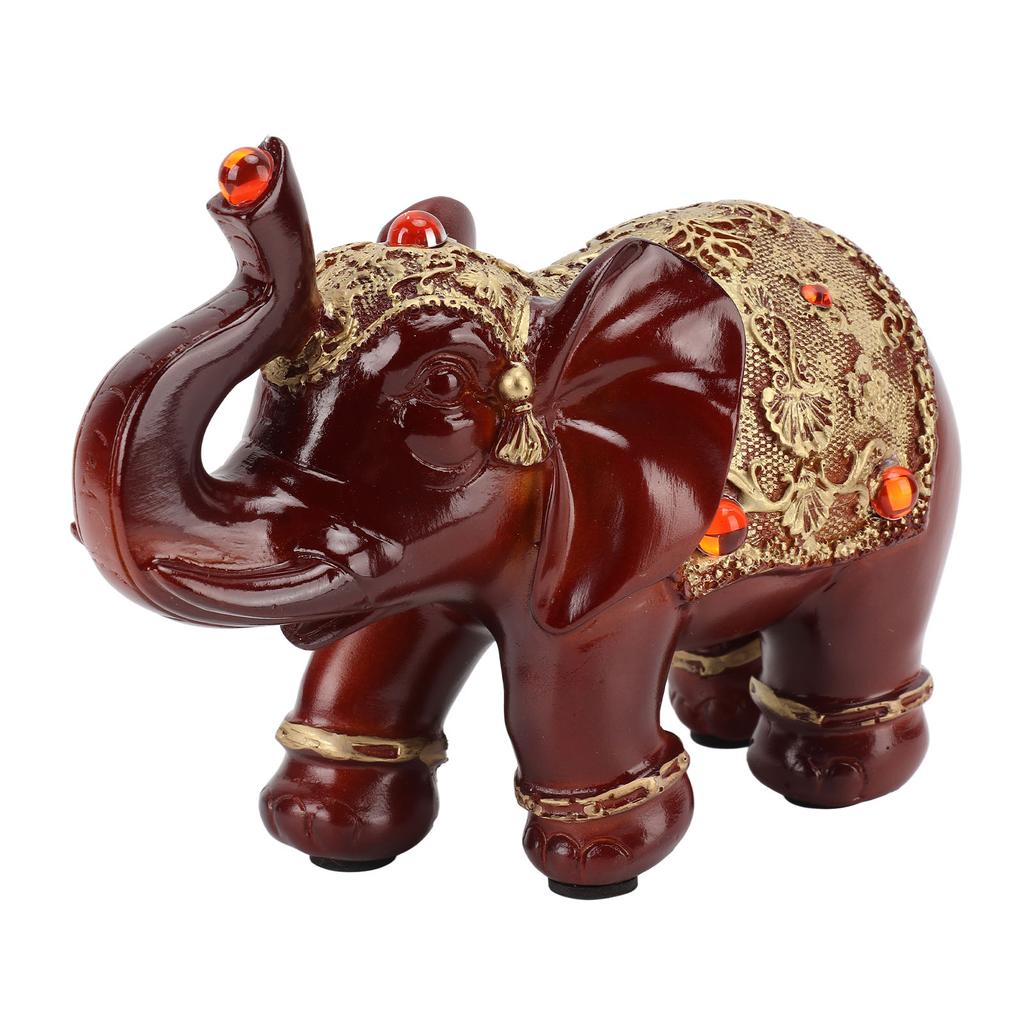 Elephant Statue Durable Resin Cute Elegant Attract Wealth Round Corner Elephant Decor for Home