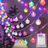 Battery Powered String Lights Outdoor LED Crystal Globe Light with 8 Modes Waterproof RGB Patio Light for Garden Party Christmas