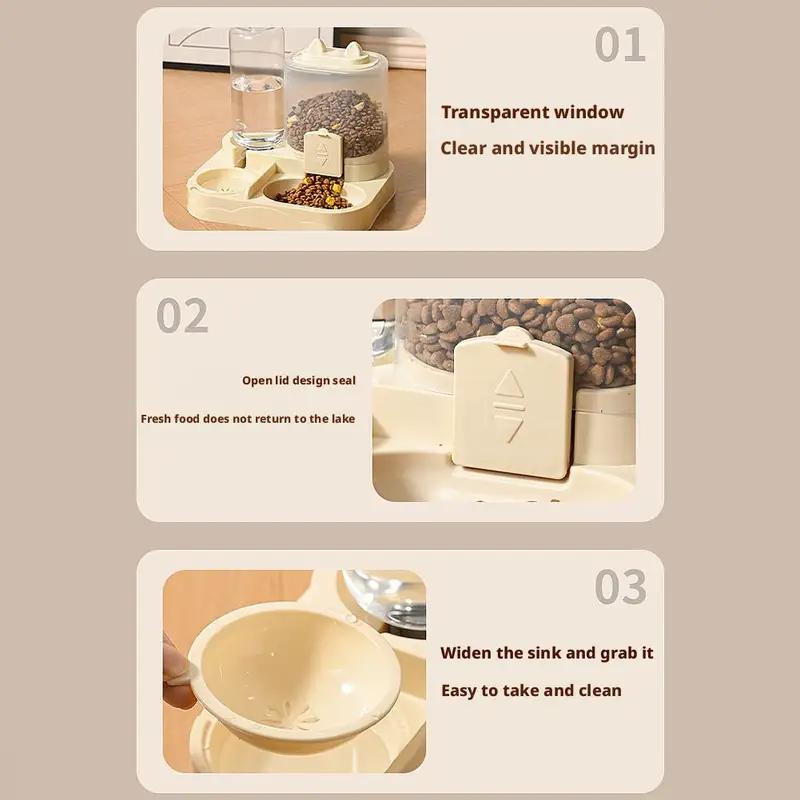 Automatic Cat Feeder and Water Dispenser Set Large Capacity Pet Food Bowl for Cats Dogs Dry Wet Separation