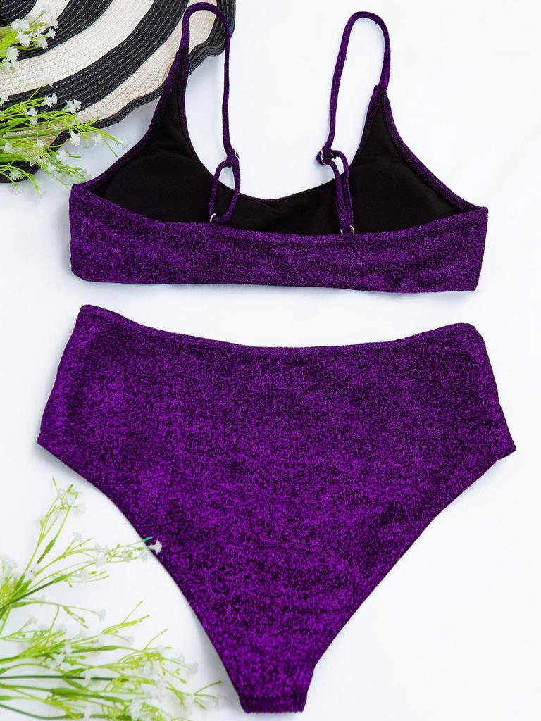 Multi-Color High-Waisted Split Bikini Swimsuit W85