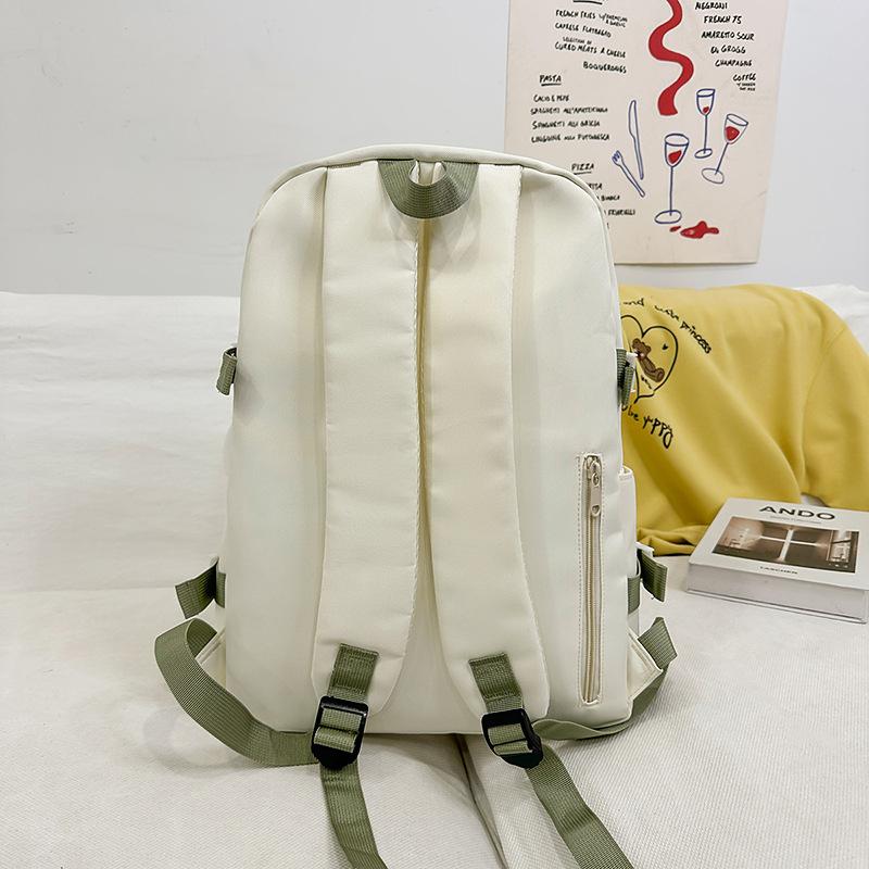 School Bag Solid Color Cute Bow Backpack New High Value Junior High School Student School Bag Commuting Travel Versatile Backpack