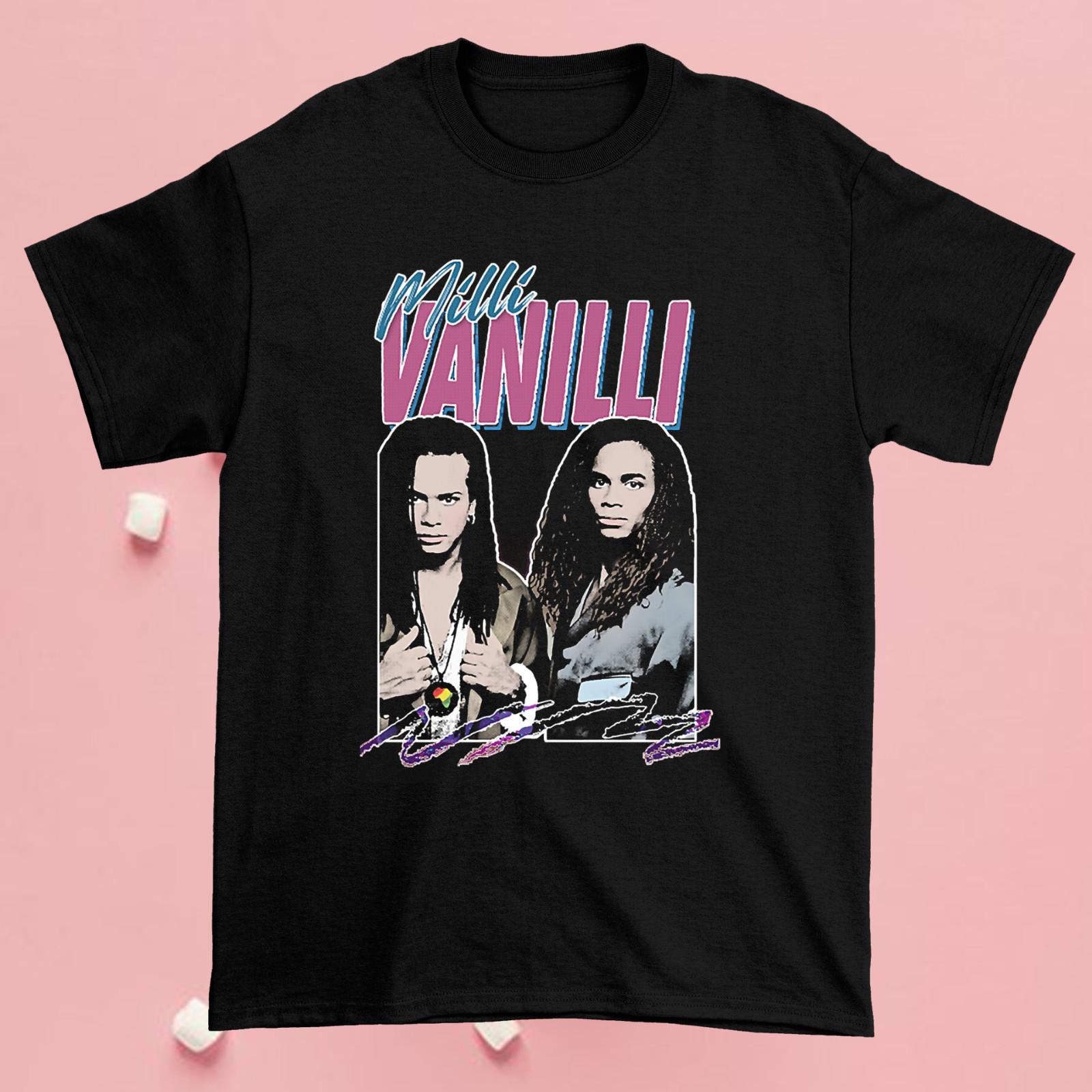 Milli Vanilli - Member Short Sleeve Cotton Black Unisex All size Shirt S разноцветный