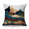 Home Decorative Nordic Metallic Gold Art Lotus Flower Cactus Sunrise Scenery Sofa Throw Pillow Case Cotton Linen Cushion Cover