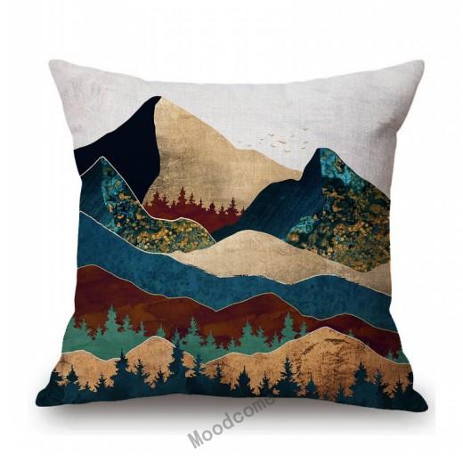 Home Decorative Nordic Metallic Gold Art Lotus Flower Cactus Sunrise Scenery Sofa Throw Pillow Case Cotton Linen Cushion Cover