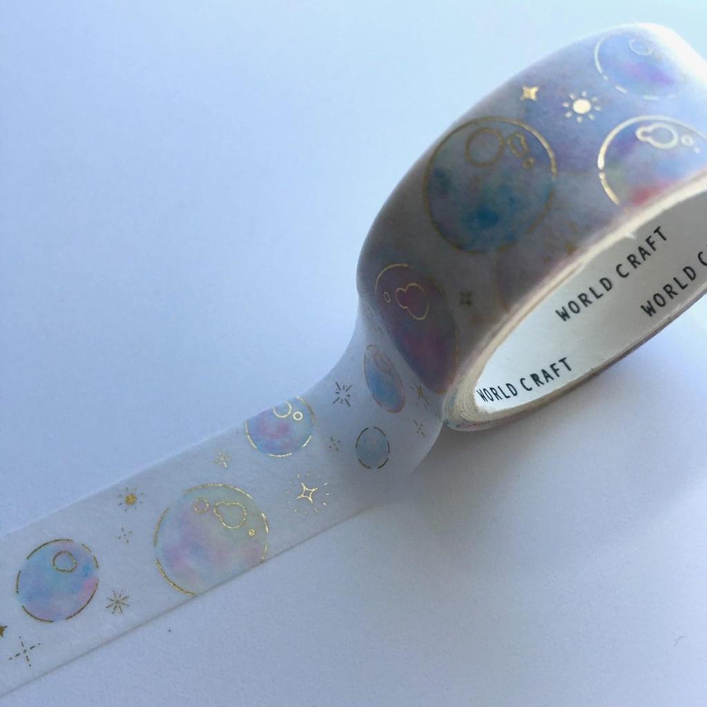 World Craft Sparkling Gold Foil Washi Masking Tape Bubble Design 15mm x 5m KRMT15-037 for Journaling Planner Scrapbooking DIY Crafts