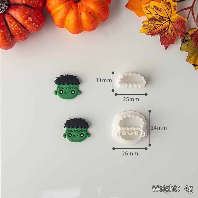Halloween Series Cartoon Elements Soft Pottery Polymer Clay Cutter Mold Pumpkin Skull Shape DIY Earring Pendant Crafting Tools