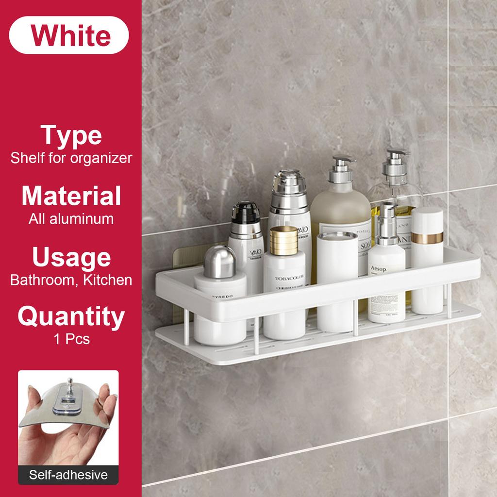 Bathroom Shelf No Drill Wall Mounted Shampoo Bottle Shower Corner Rack Toilet Storage Rack Aluminum Bathroom Kitchen Accessories