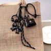 Fashion PU Leather Maillard Rope Keychain Woven Rope Handmade Bag Pendant Love Letter Style Car Keyrings Bag Charm