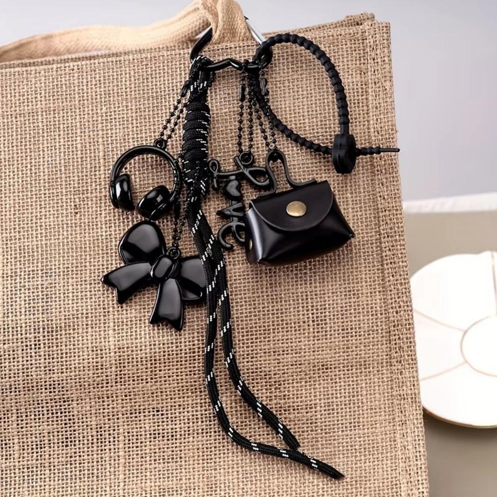 Fashion PU Leather Maillard Rope Keychain Woven Rope Handmade Bag Pendant Love Letter Style Car Keyrings Bag Charm