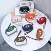 Porte-monnaie amusant à 3 fermetures éclair avec yeux de dessin animé - Mini portefeuille en cuir véritable avec dragonne, Pochette à monnaie portable pour pièces, clés et cartes