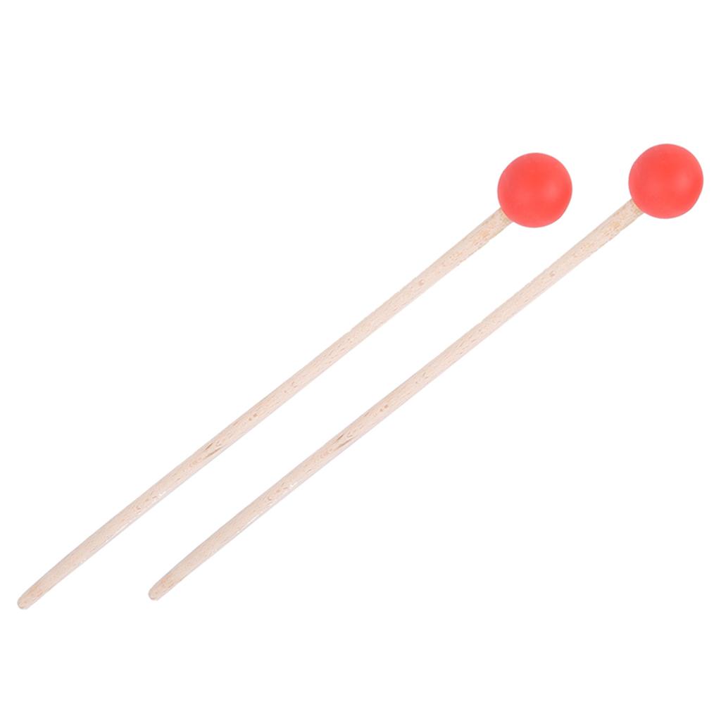 2Pcs Drum Mallet Hammer Musical Instrument Accessories for Xylophone Timpani Snare DrumsRed