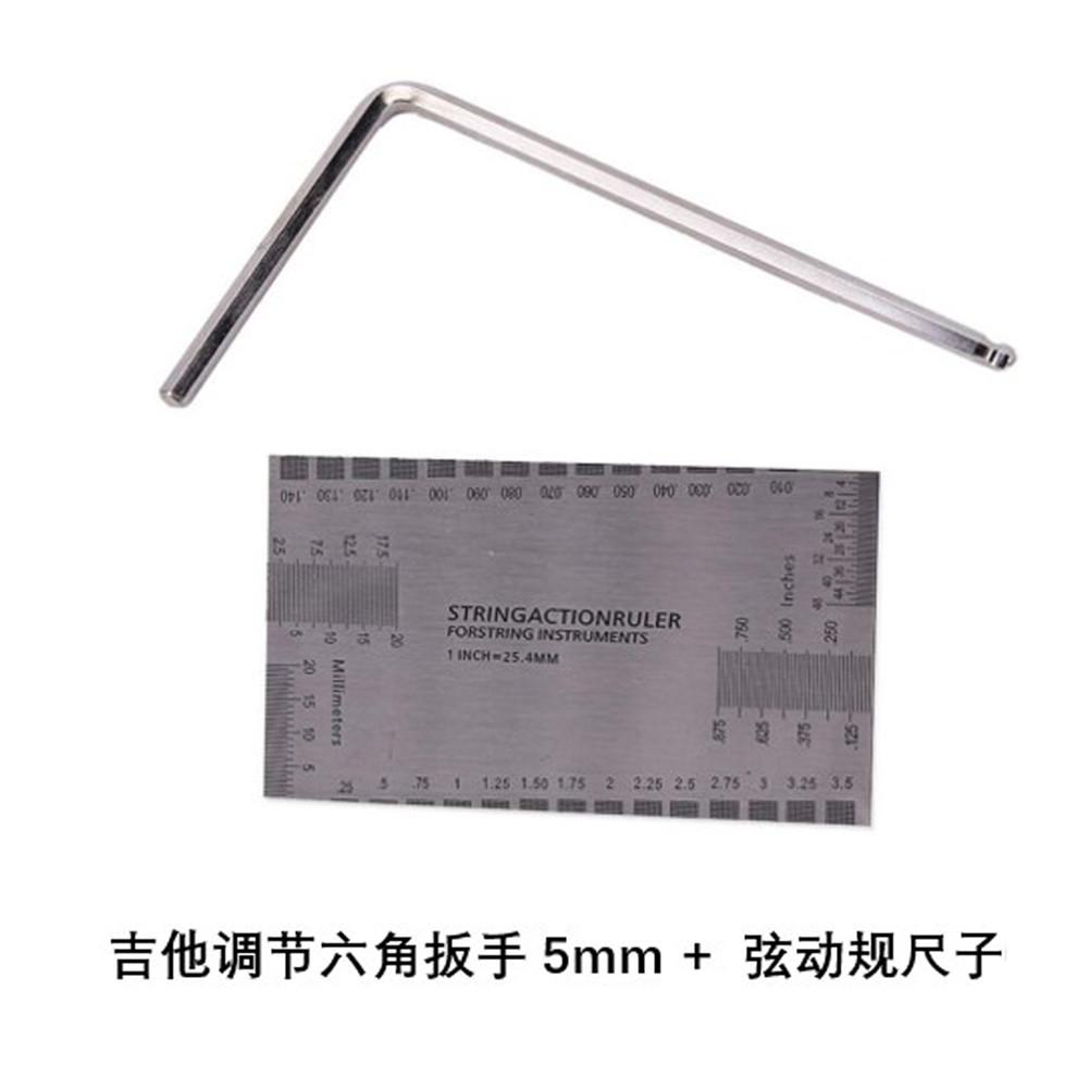 

String Action Gauge Ruler Hexagon Wrench Guitar Measuring And Adjusting Tool Silver #1