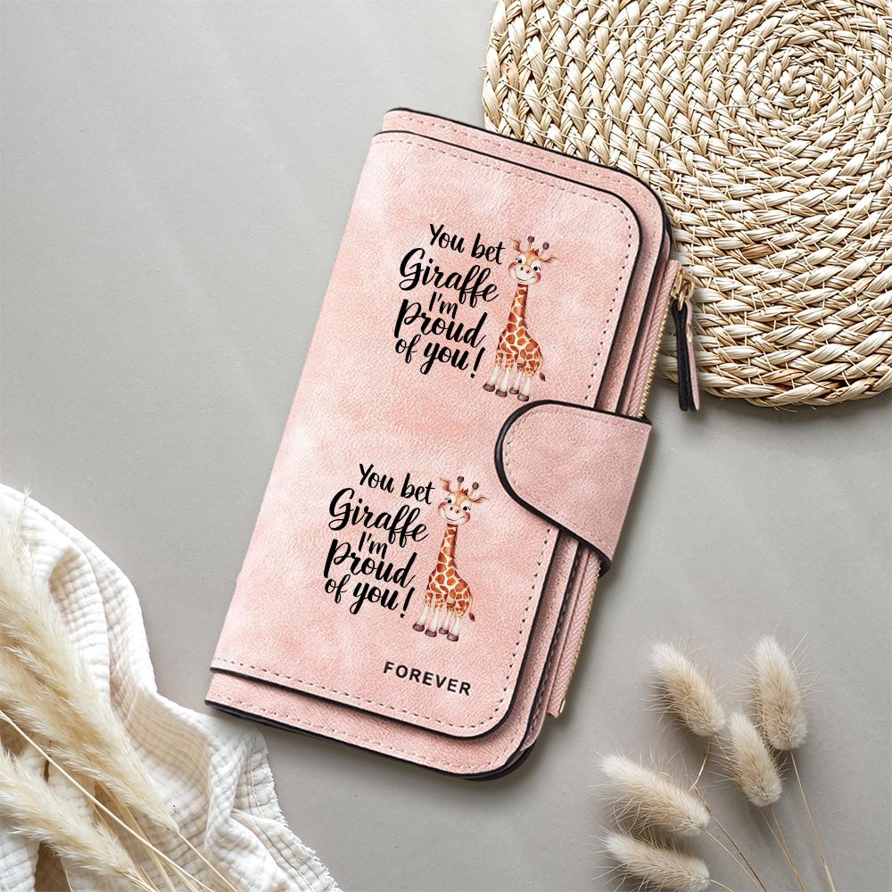 Cute Giraffe Print Long Wallet Fashion Soft Purse for Daily Use
