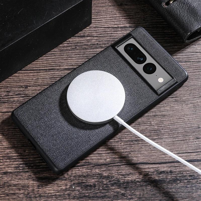 Etui na Pixel 9 8 7 6 9Pro XL 8A 7A 6A Tkanina Ładowanie bezprzewodowe Magnes do Magsafe Pokrowiec Odporny na wstrząsy dla Google Pixel7