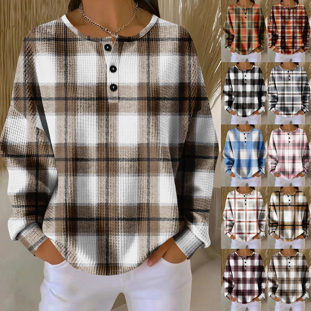 Women's Casual Shirts Long Sleeve Tops Button Up V Neck Loose Knit Fall Favorites For Women