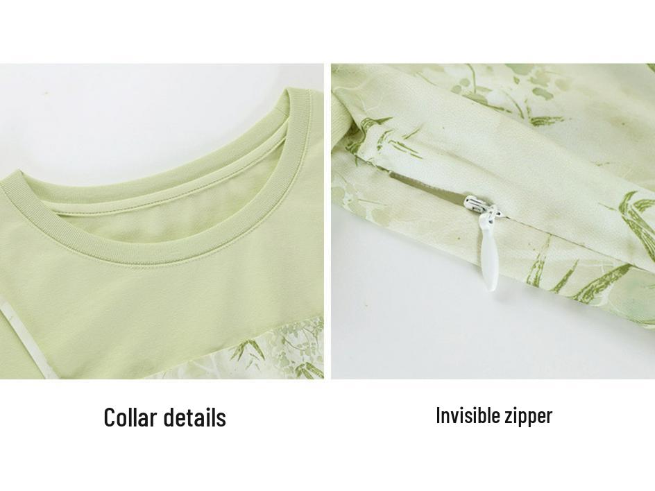 Mint Mambo Green Floral Two-Piece French Style Slim Waist Summer Dress