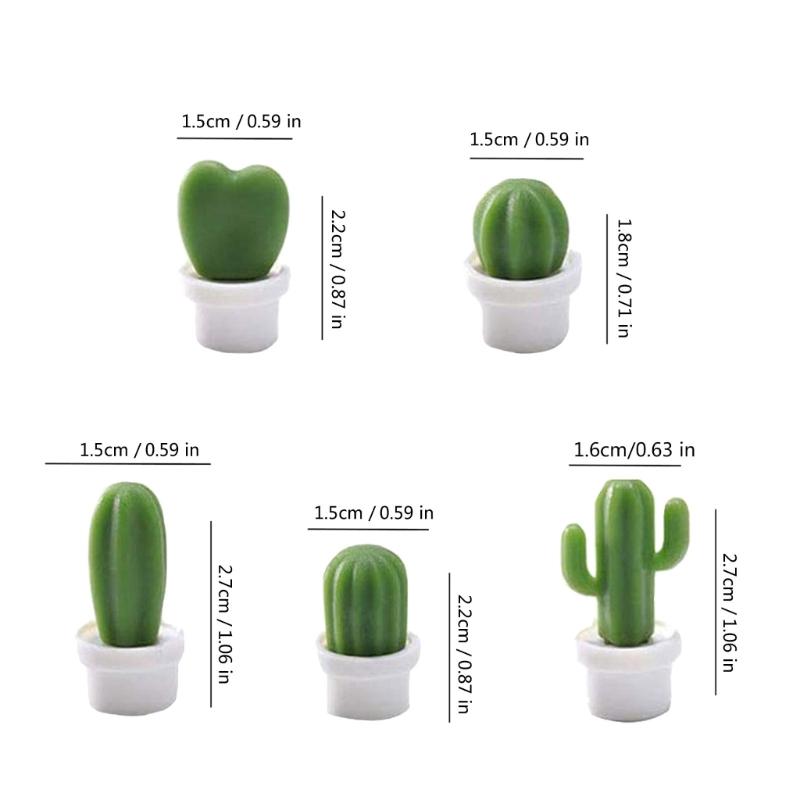 6Pack Cactus Themed Clip 3D Resins Succulents Plant Magnets Functional Refrigerator Accessories Home Office Use