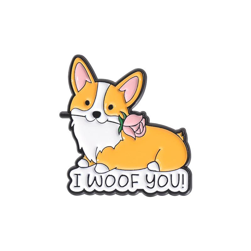 Letter Corgi Delightful Brooch Pin Vibrant Cartoon Design Versatile Accessory Fashion