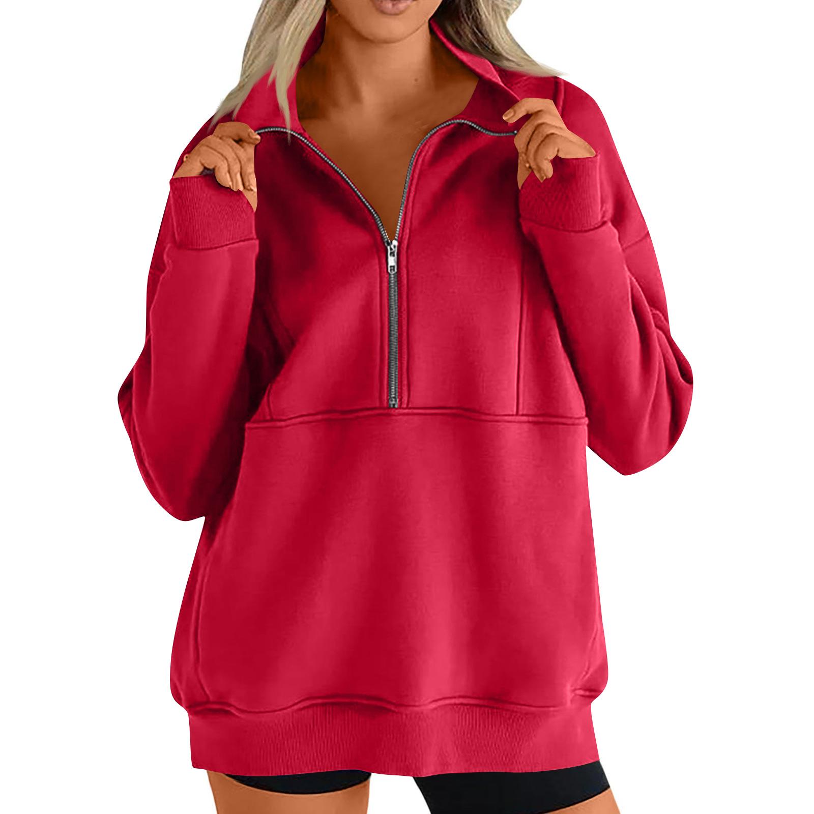 

Женский повседневный пуловер с длинными рукавами и кулиской, свободная одежда оверсайз S красный