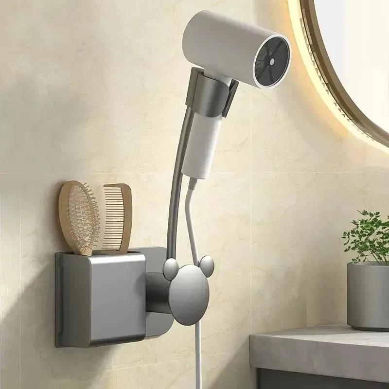 No Need To Punch Holes No Need To Hold Hair Dryer Holder Adjustable Wall Hanging Free Of Hands Multi-Fit Air Duct Storage Rack
