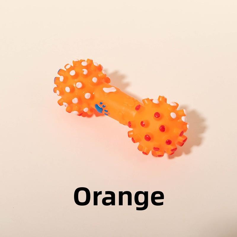 Rubber-coated Toy Large Barbell with Spikes - Toothbrushing and Teeth-cleaning Pet Sound-producing Toy Dumbbell - Large Size