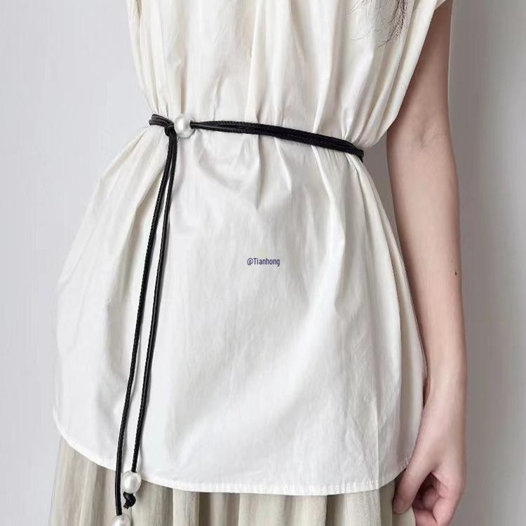 Sommer Perle Dünner Taillen Seilgürtel für Kleider – Damenmode Accessoire im Schlichten Stil