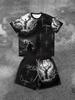 Summer Men's Angel Christ Printed Comfortable Breathable Round Neck T-shirt Shorts Taochuang Outdoor Casual Fashion Clothing
