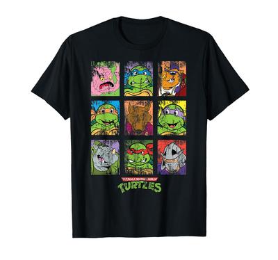 Teenage Mutant Ninja Turtles Group Grid Distressed T-Shirt