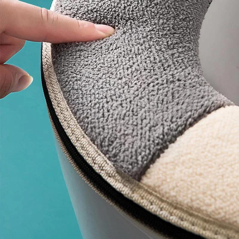 Toilet Seat Cover Universal Closestool Mat with Handle Double Color Cute Cat-shape Pad Toilet Seat Cover Bathroom Accessories