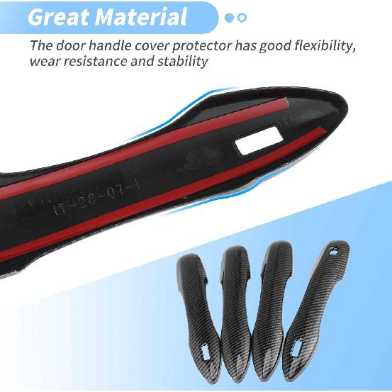 Exterior Door Handle Bowl Cover Trim Set for Toyota Camry LE SE XLE XSE 2018-2024 8th 8.5th Gen Door Handle Cover Protector Black Carbon Fiber