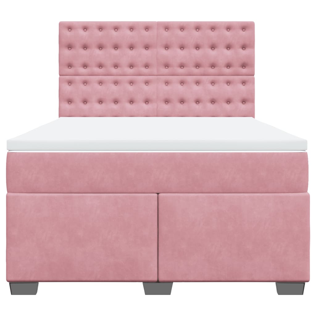 Box Spring Bed with Mattress Pink 140x200 cm Velvet