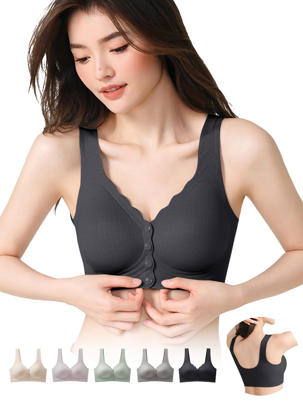 

Ночной Дневной Бюстгальтер для Надевания и Снятия Нежный для Поддерживаемый Грудь 3D Беспроводной Отвисшая Грудь Коррекция Красивая Грудь Высокий Бок Предотвращает и чёрный