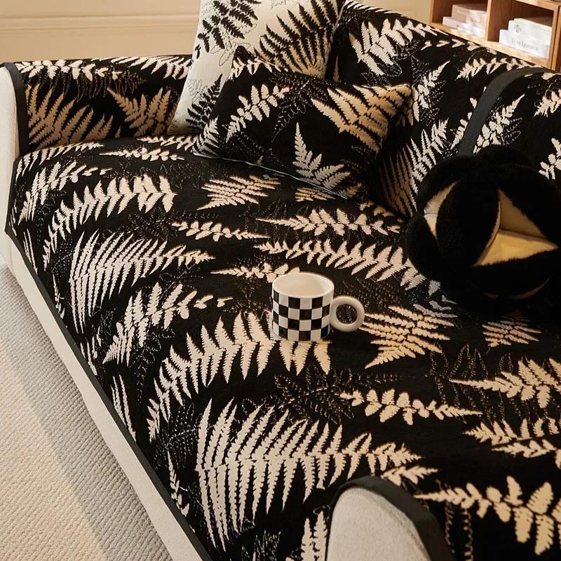 

1 шт. Подушка для дивана с принтом листьев, противоскользящая, противогрязная, чехлы для дивана в форме буквы L, коврик для подлокотника дивана для гостиной, домашний декор A 70x70