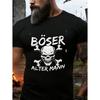 Herren Schwarz Kurzarm Rundhals T-Shirt mit kräftigem Totenkopf und gekreuzten Knochen Grafik, weiche Baumwollmischung, lockere Passform, edgy Streetwear Style für Freizeit