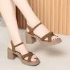 fashion 2024 Comfortable Fashion Flock Knot Shoes Platform Sandals 2024 Summer Block High Heels Sandals Office Mom Model Elegant