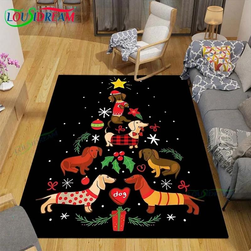 Christmas Santa Claus Carpet Living Room Bedroom Carpet Balcony Bathroom Non-slip Door Mat Photography Props Birthday Gift