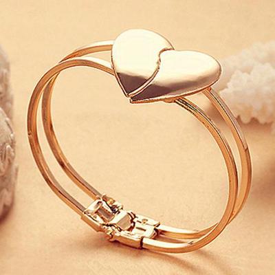 Mode Damen Armreif Armspange Paar Liebe Herz Anhänger Armband Schmuck