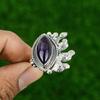 Natural African Amethyst 925 Silver Multi Stone Adjustable Ring For Girls