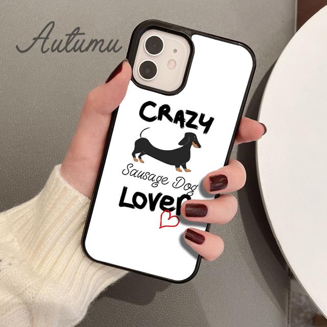 Cartoon Dachshund Sausage Dog Phone Case for iPhone 11 12 13 14 Pro Max Mini X XR XS SE 2020 6 7 8 Plus Galaxy S21 S22 Shell