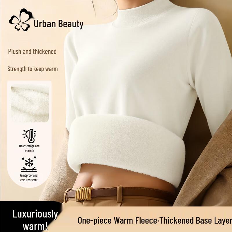Urban Beauty Women s Plush-Lined Half-High Neck Sweater M